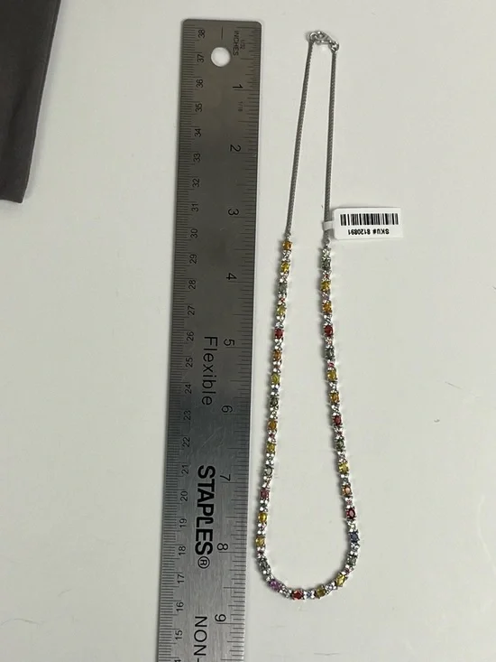 D'Joy 67 Natural Multi Sapphire 10 ctw Tennis Necklace 925 Silver 18” NWT in box - Picture 9 of 14